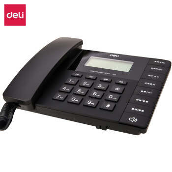得力（deli)电话机座机 固定电话 办公家用 免电池 大按键  13567黑zyf