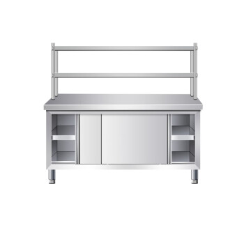苏勒 不锈钢工作台带立架厨房操作台储物柜切菜桌子商用台面案板柜烘焙 组装款长80宽60高80cm单通+立架