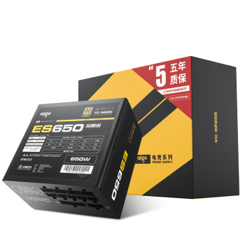 爱国者（aigo）电竞ES650W 金牌全模组 黑色 台式机电脑主机电源（80PLUS金牌/大单路12V/双8PIN供电/LLC谐振）