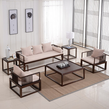 大小户型新中式沙发组合禅意现代别墅客厅实木家具样板房整装定制预付