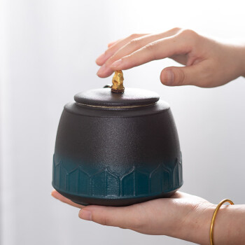 致年华（zhinianhua） 茶叶罐 粗陶大号茶叶罐 黑陶创意储藏罐醒茶罐 2个起购 DO