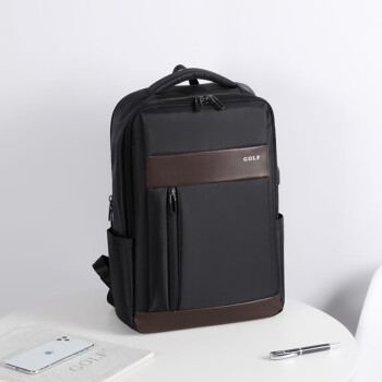 高尔夫（GOLF）电脑包多功能15.6英寸笔记本电脑背包USB装置商务男士双肩包黑色