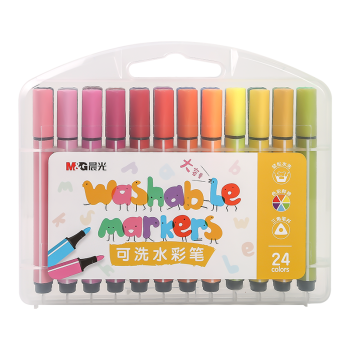晨光(M&G)文具24色三角杆水彩笔 儿童可水洗大容量创作画笔 PP盒装涂鸦画笔 24支/盒ACP901Q0开学礼物