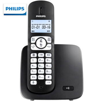 飞利浦（PHILIPS）无绳电话机 无线座机 子母机 办公家用 屏幕白色背光 全新升级 DCTG1861G 黑色