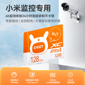 忆捷（EAGET）128GB TF（MicroSD）存储卡 A1 V10 C10 行车记录仪 适用小米监控内存卡 升级版