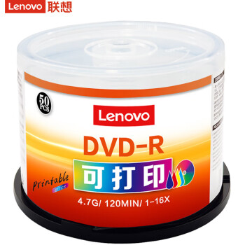 联想 光盘/刻录盘 DVD-R空白16速4.7GB办公系列桶装50片可打印