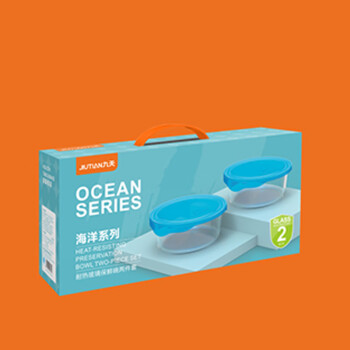 九天海洋系列耐热玻璃保鲜碗两件套AC0022 620ml*2