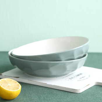 裕行 抗菌釉系列碗碟套装深盘陶瓷家用 威尼斯8英寸盘子2只装