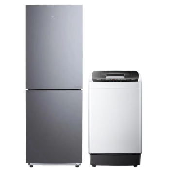 美的（Midea）冰洗套装186升两门风冷小型家用冰箱+5.5KG公斤全自动免清洗波轮租房洗衣机BCD-186WMA+MB55V35CE