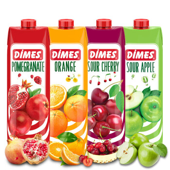 迪美汁（DIMES） 土耳其进口果汁饮料 橙汁石榴汁樱桃汁青苹果汁大瓶混合装1L*4瓶