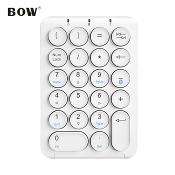 航世（BOW）HB159 蓝牙数字小键盘 迷你键盘 复古圆帽 笔记本台式通用键盘 可充电蓝牙键盘 白色