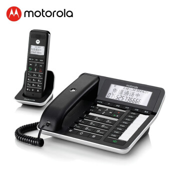 摩托罗拉（Motorola）数字无绳录音电话机 无线座机子母机一拖一 办公家用 通话录音 可扩展子机C7001C（黑色）