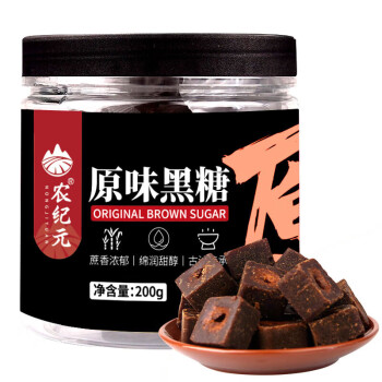 农纪元（NONG JI YUAN） 原味黑糖罐装 经期月子期必备红糖老式黑糖块  200g/罐