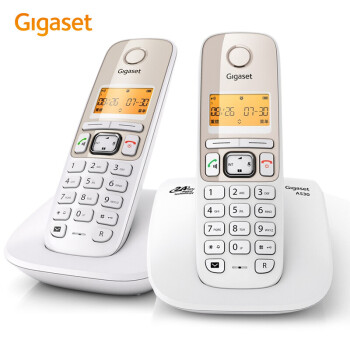 Gigaset原西门子数字无绳电话机 中文显示大音量老人无线座机家用办公子母机A530一拖一(白)