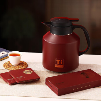 焖大师（MENDASHI）纯钛焖茶壶富贵红商务套装纯钛内胆茶隔 M1800T钛壶