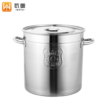 瓦图 WATU 304不锈钢桶带盖商用汤桶加厚大容量汤锅卤水桶 直径30高度30 
