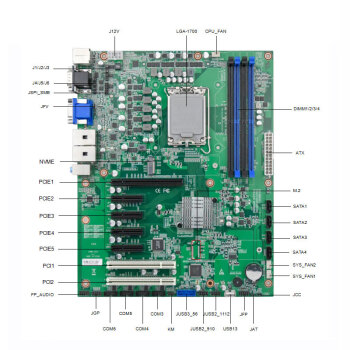 控端（adipcom） KD-1510工控机主板支持酷睿12/13代5个PCI-E工业电脑服务器ATX大母板