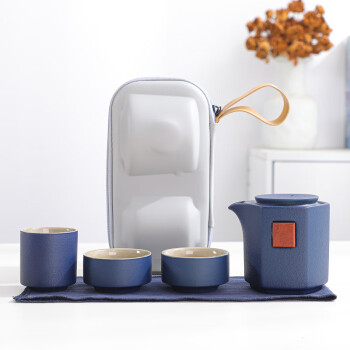 蒋莱（JANLA）榜眼堂一壶三杯旅行茶具实用陶瓷快客杯 蓝色 其他颜色联系客服
