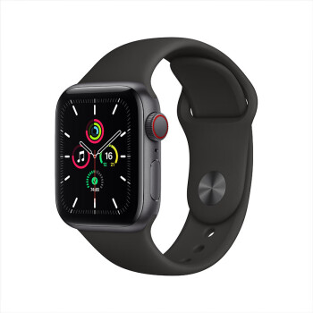 Apple Watch SE 智能手表 GPS+蜂窝款 40毫米深空灰色铝金属表壳 黑色运动型表带MYEK2CH/A
