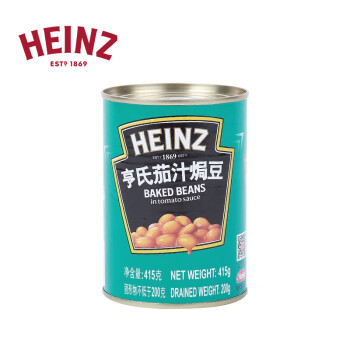 亨氏(Heinz) 罐头 茄汁焗豆 早餐芸豆罐头 415g 卡夫亨氏出品