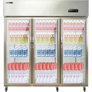 澳柯玛（AUCMA）立式三开门冷藏展示柜 商用玻璃门厨房冰箱 水果蔬菜保鲜冰柜点菜柜 VC-1300D