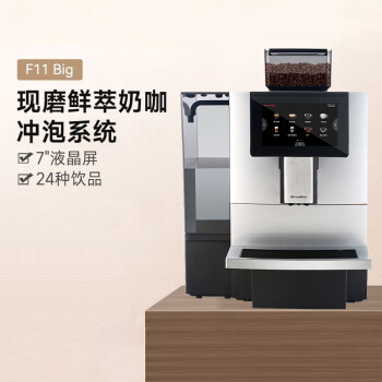 咖博士（Dr.coffee）咖啡机 办公室触屏磨豆一体一键萃取高清触控屏自动清洗 全自动意式美式咖啡机 F11-BIG 银色 