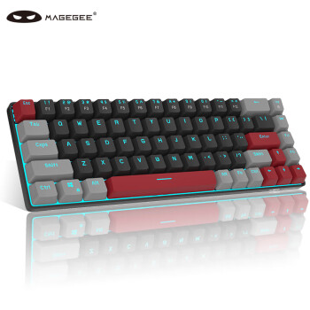MageGee MK-BOX 有线游戏机械键盘 68键mini机械键盘 迷你便携机械键盘 台式电脑笔记本键盘 灰黑混搭红轴