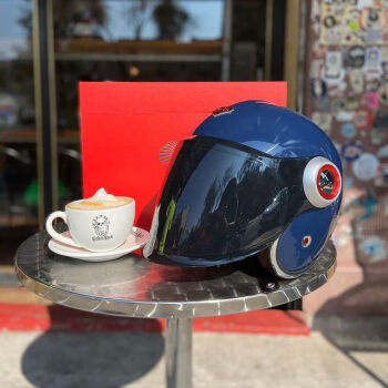 ruby摩托车碳纤维头盔3/4揭面盔哈雷复古机车骑行安全盔夏盔 布尔乔亚