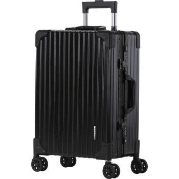 SUISSEWIN铝框拉杆箱万向轮旅行出差男行李箱密码登机箱皮箱女20英寸黑7611