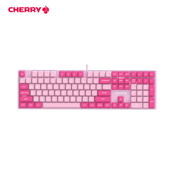 樱桃（CHERRY）办公机械键盘 有线键盘 游戏键盘 108键全键无冲 粉色拼色 红轴 G80-3950HYBCN-9