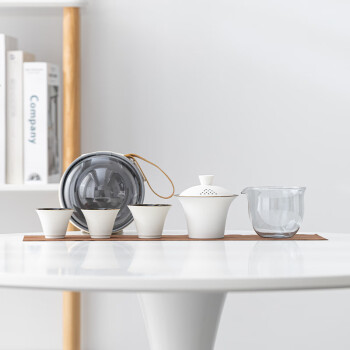 蒋莱（JANLA）榜眼堂茶具简约便携式陶瓷 透明包白色茶具 其他颜色款式联系客服