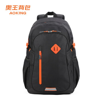 奥王 商务背包潮流韩版便携带防滑扣男士多功能学生书包背包 黑配橙
