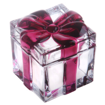 弗莱文茨欧式可爱复古水晶玻璃蝴蝶结带盖糖罐糖果罐 小号透明（单只）