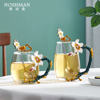 诺诗曼结婚礼物送新人实用情侣水杯一对订婚高颜值玻璃杯办公室女士茶杯