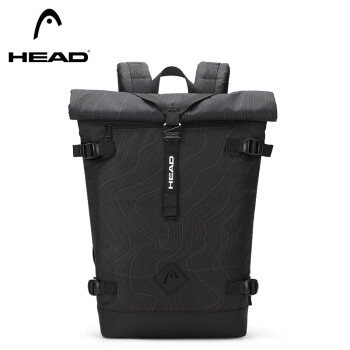 海德（HEAD）双肩包男等高线背包大容量电脑书包女学生运动旅行包 黑色