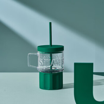 星巴克（Starbucks）经典白绿LOGO款玻璃吸管杯高颜值水杯学生杯515ml 节日礼物