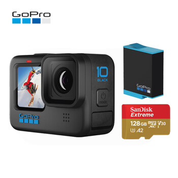 GoPro HERO10 Black 运动相机 户外摩托骑行水下防水记录防抖5.3K视频 Vlog数码运动摄像机（含原电+128G卡）