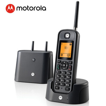 摩托罗拉（Motorola）电话机远距离数字无绳无线字母座机办公家用中英文可扩展 O201C 单机黑色