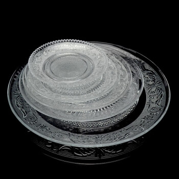 九彩江玻璃碟子小透明水果碟创意菜碟 6英寸约14.5cm(带花边)JCJ145
