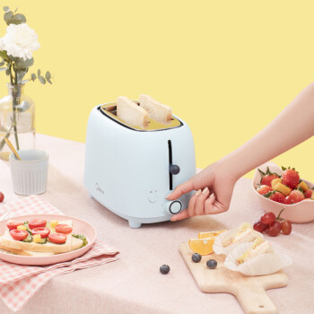 美的 Midea 多士炉面包机 烤三明治面包片机 全自动家用小型不锈钢内胆 2片吐司机