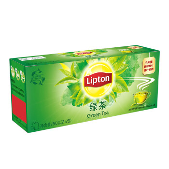 立顿（Lipton）茶叶2021年绿茶安徽黄山精选下午茶袋泡茶包双囊茶包2g*25包