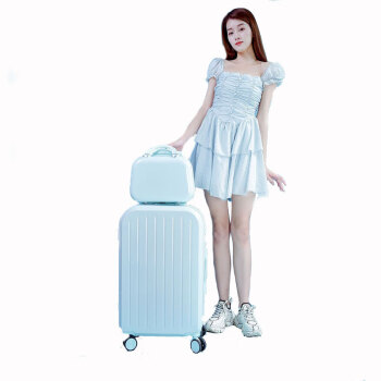 立都（LIDU）行李箱万向轮旅行箱手提子母箱薄荷绿子母箱22英寸