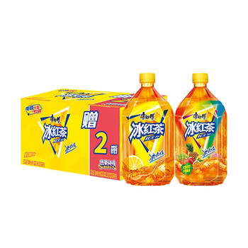 康师傅冰红茶柠檬味1l10瓶加赠冰红茶热带风味1l2瓶整箱装饮料
