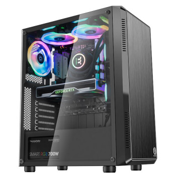 Thermaltake（Tt）启航者S3+黑色 机箱水冷电脑主机（支持ATX主板/支持背线/侧透/U3/游戏机箱）