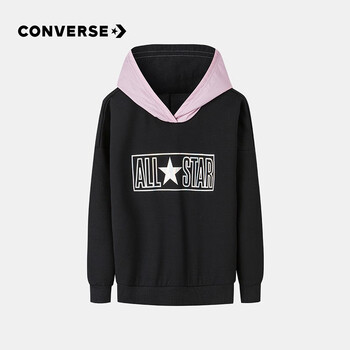 converse匡威儿童装男童卫衣秋季女童拼色套头透气上衣小中大童运动