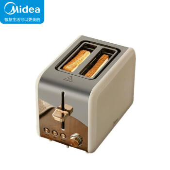 美的（Midea）灵感多士炉不锈钢内胆吐司机小型家用西式加宽2片双烤槽大功率面包片机RP01F 配置烘烤架