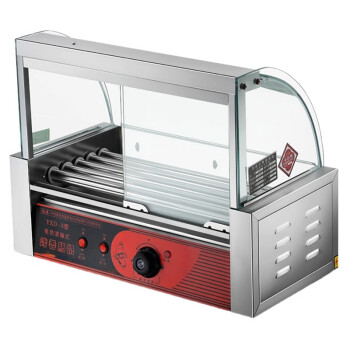 苏勒 火腿热狗烤肠机商用小型自动家用台式烤肠火腿肠   5管带玻璃罩款
