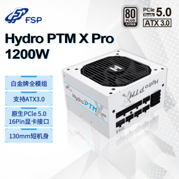 全汉（FSP）Hydro PTM X Pro1200W白金牌雪装版全模组电源（ATX3.0/PCI-E5.0接口/130mm短机身）