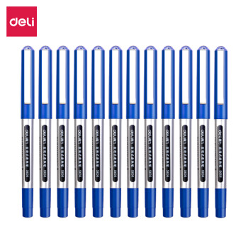 得力(deli) 0.5mm 直液式走珠签字笔 学生考试中性笔  蓝色 12支/盒 S656
