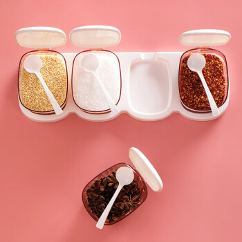茶花（CHAHUA） 欧式盐罐极简塑料调味罐套装调味盒调料盒鸡精盒 三组装带小勺（随机颜色）